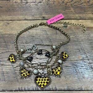 Betsey Johnson Yellow and Black Heart Necklace
